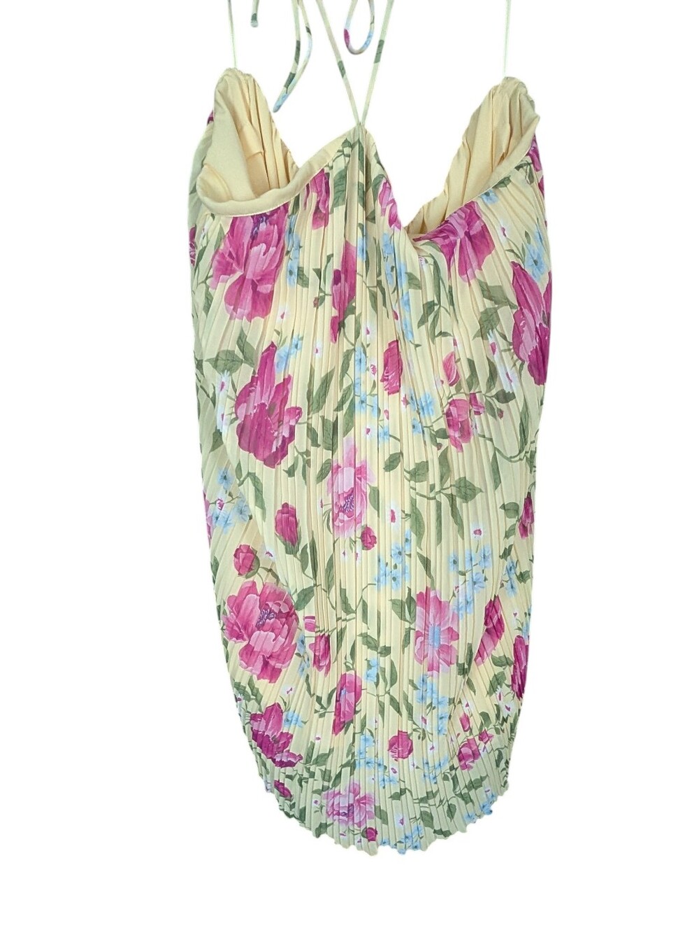 The Occasion By Old Navy- Floral Pleated Slip Dress - Pink Floral On Soft Yellow